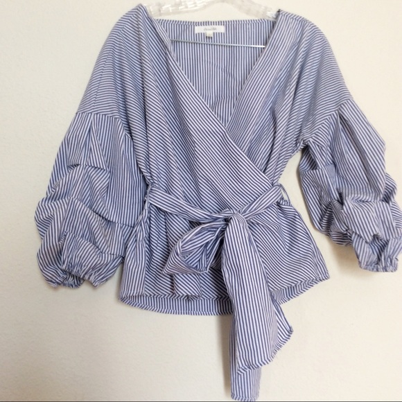 Striped wrap style top - Picture 2 of 6